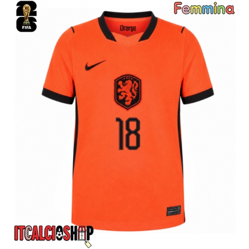 Paesi Bassi Donyell Malen #18 Prima Maglia Femmina Mondiali 2026 Manica Corta